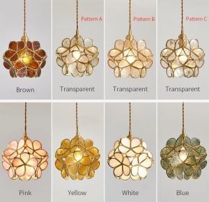 Wiszące lampy ze szklanymi płatkami